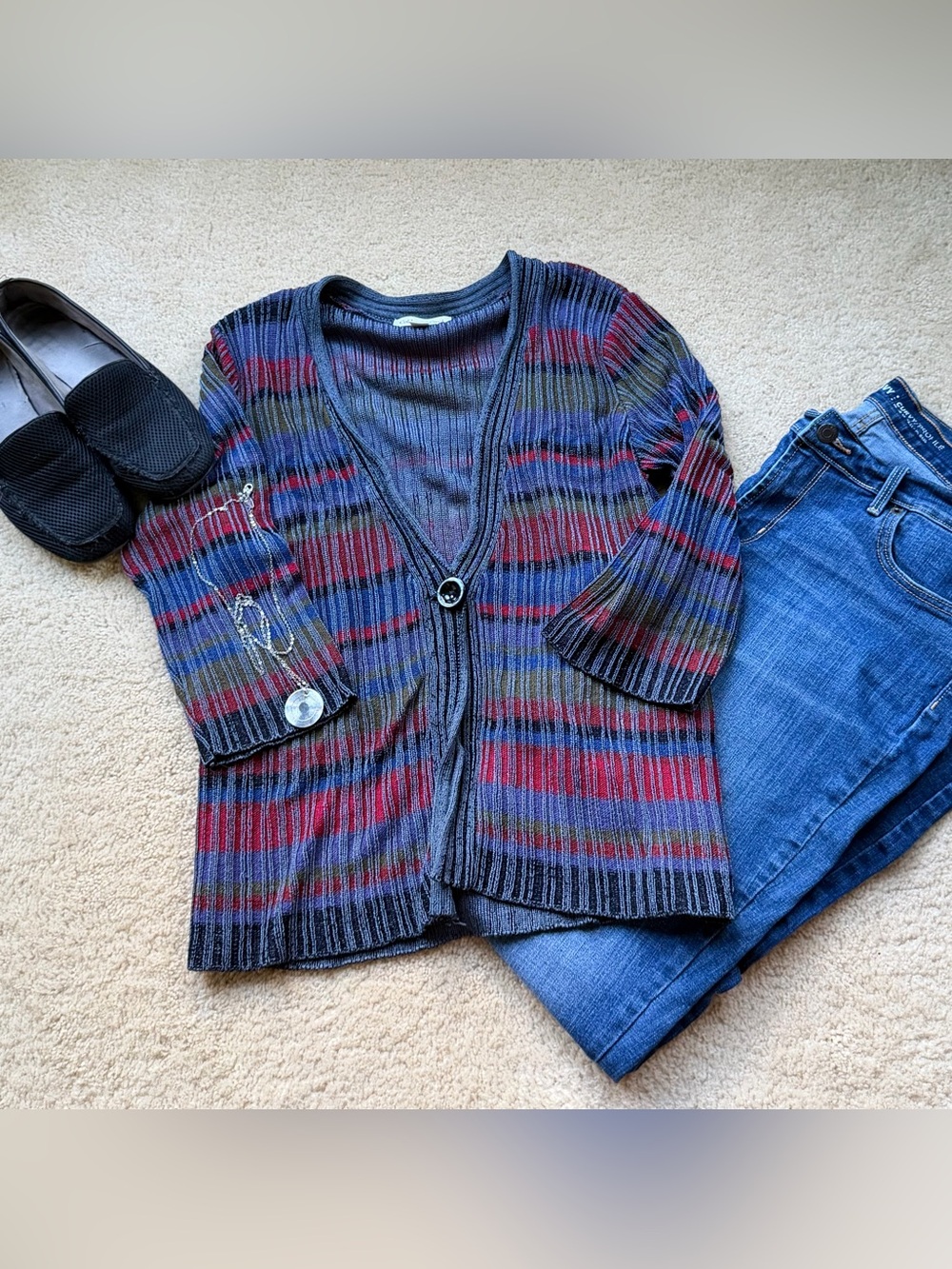 Coldwater Creek Gray Button Front Cardigan Sweater - Size M - EUC